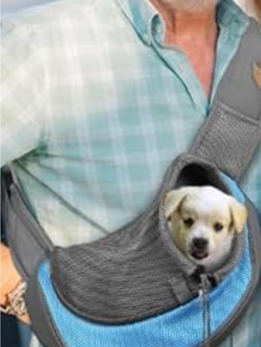 Gray & Blue Hands-Free Pet Sling Carrier
